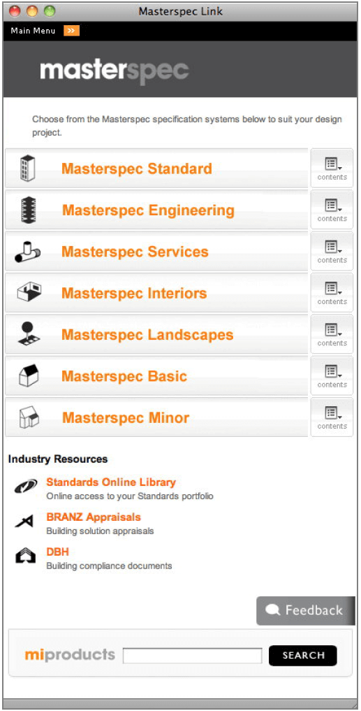 Building a Specification Masterspec